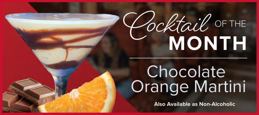 Wobbly Bobby Cocktail of the Month January 2025 - Chocolate Orange Martini